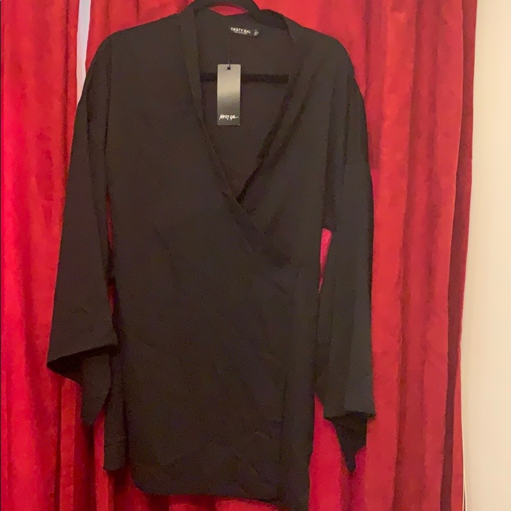 Nasty Gal wrap dress black size 8